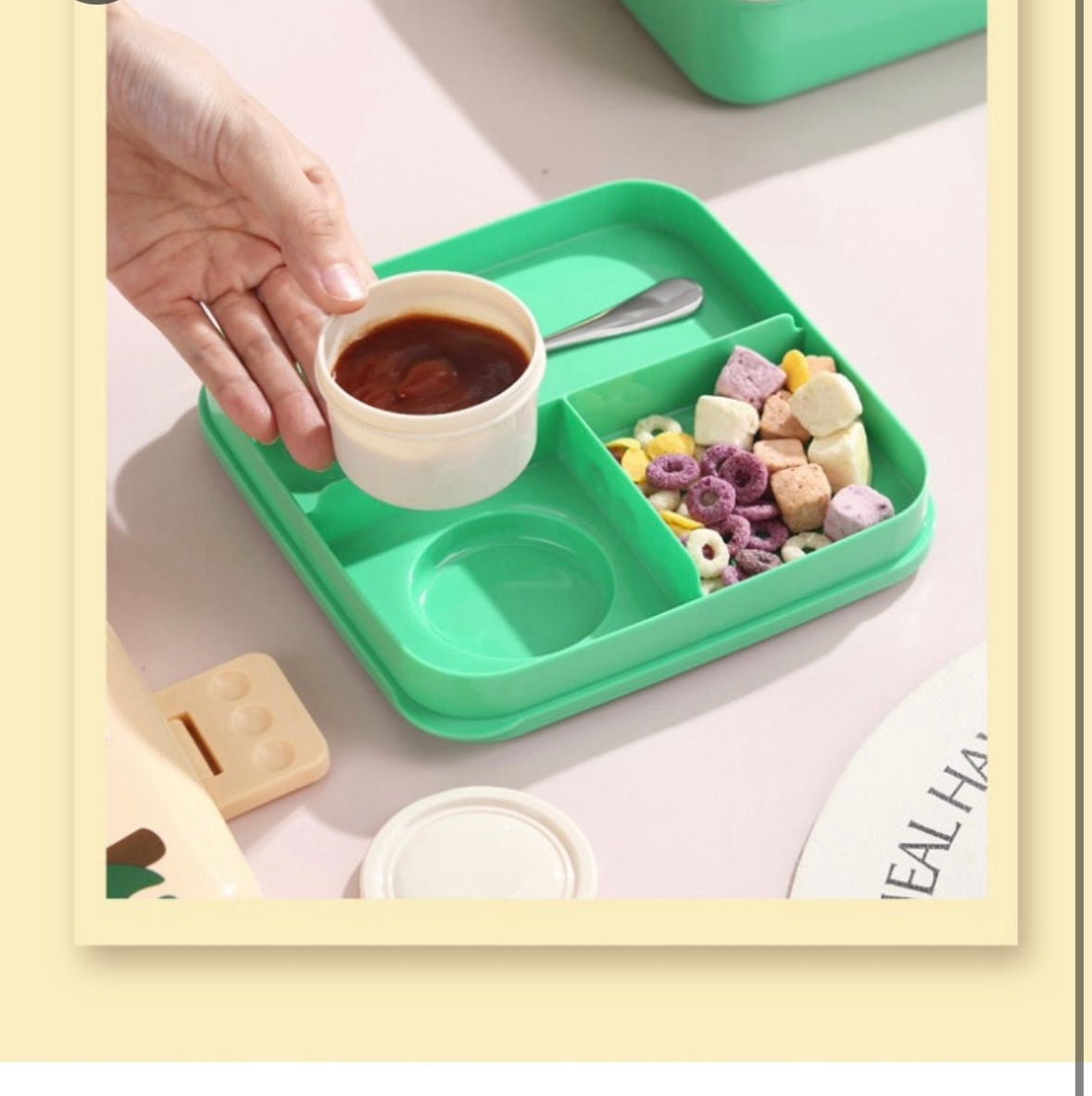 1120ML+70ML 3 COMPARTMENT DOUBLE DEKKER BIRD PRINT LEAK PROOF INSULATED LUNCH BO